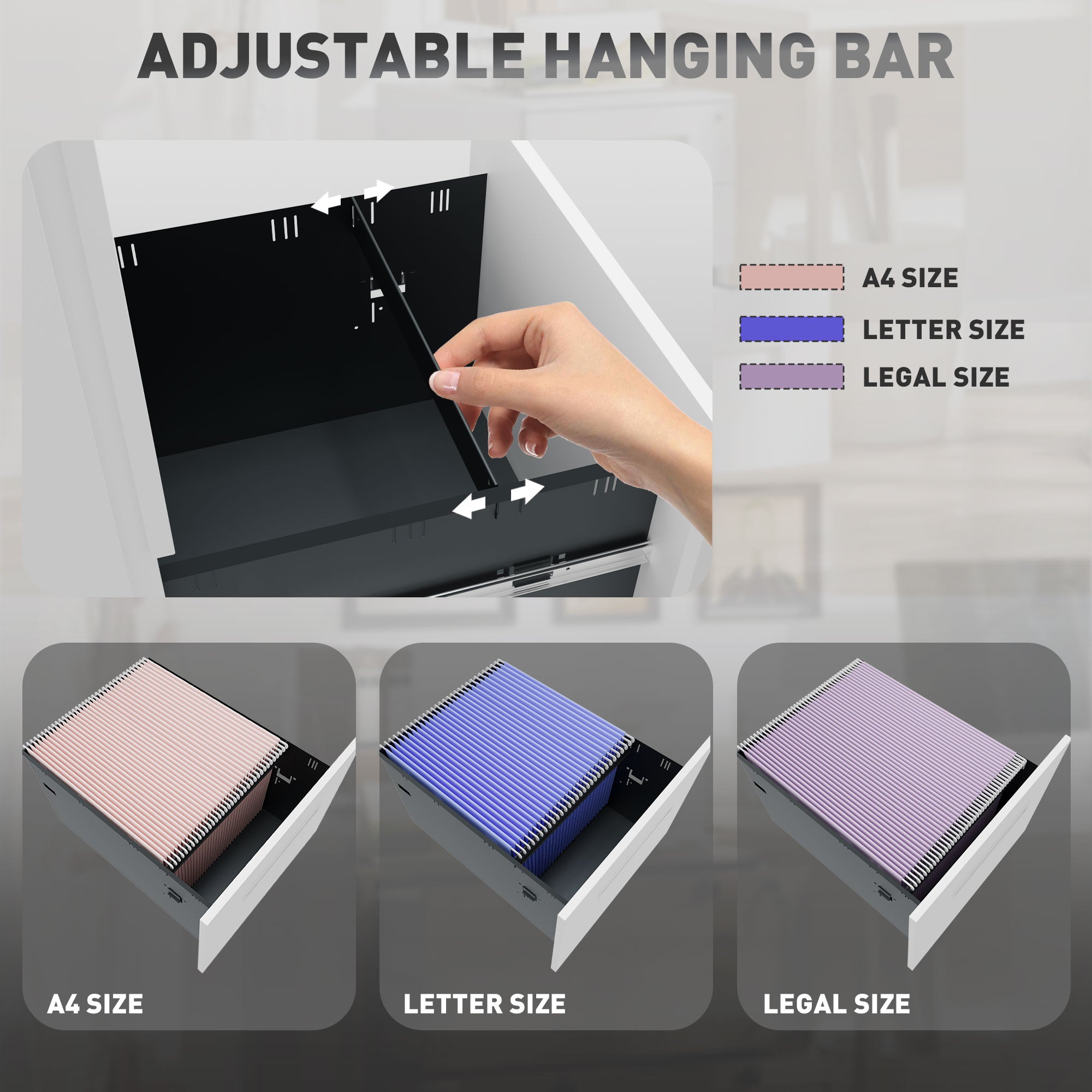 Vinsetto Metal Mobile File Cabinet with Wheels, Lockable 2 Drawer Filing Cabinet for A4, Legal, Letter, Compact Under Desk Storage Unit with Pre-Assembled Body for Home Office, 39 x 48 x 67cm, White